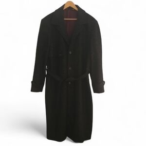 Berman’s Vintage 100% Wool Overcoat Sz L Black Speckled Winter Coat Timeless